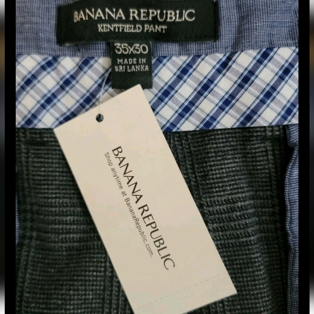 Banana Republic Kentfield Men's Straight Fit Dark Gray Plaid Pants Sz 35x30 - Picture 9 of 12